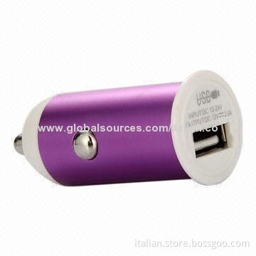 Bullet-shaped Car Charger, 5V/1A, 50-60Hz AC Input Frequency